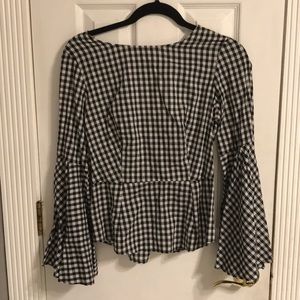 NWT black and white blouse with bell sleeves